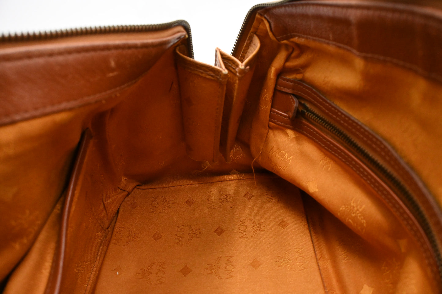 MCM Boston Bag 35 in Cognac Visetos Canvas