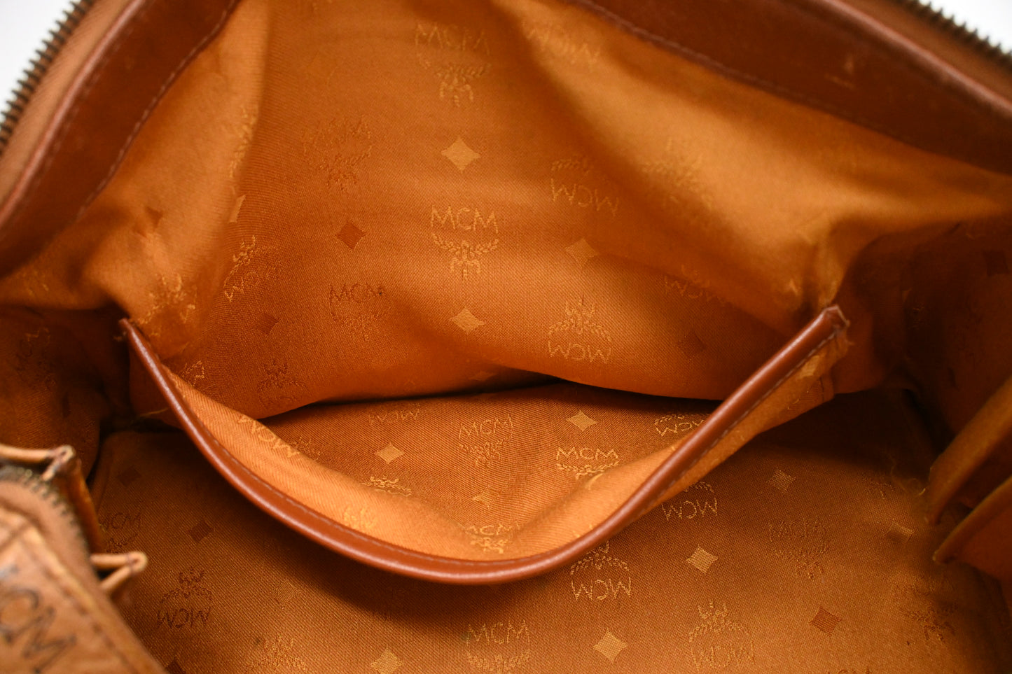 MCM Boston Bag 35 in Cognac Visetos Canvas