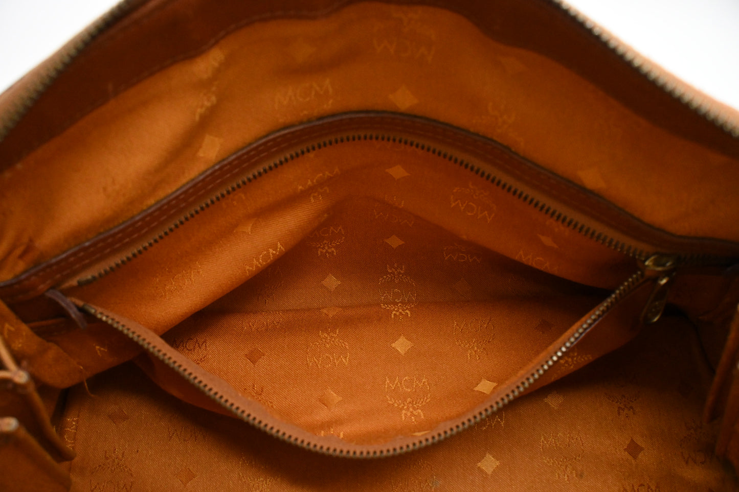 MCM Boston Bag 35 in Cognac Visetos Canvas