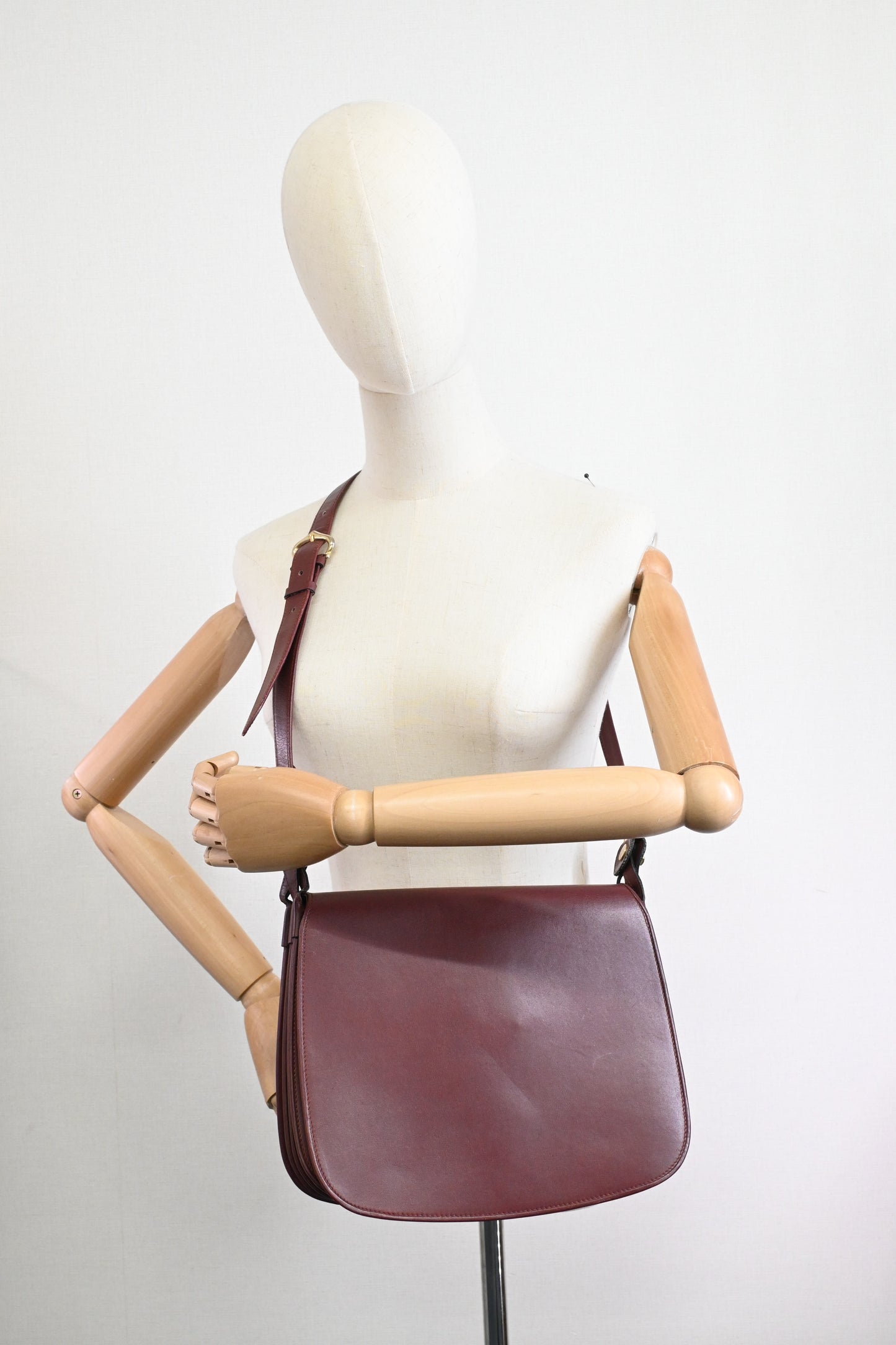 Cartier Messenger Bag in Burgundy Leather