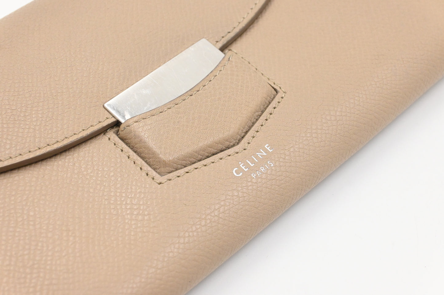 Celine Long Wallet in Beige Leather