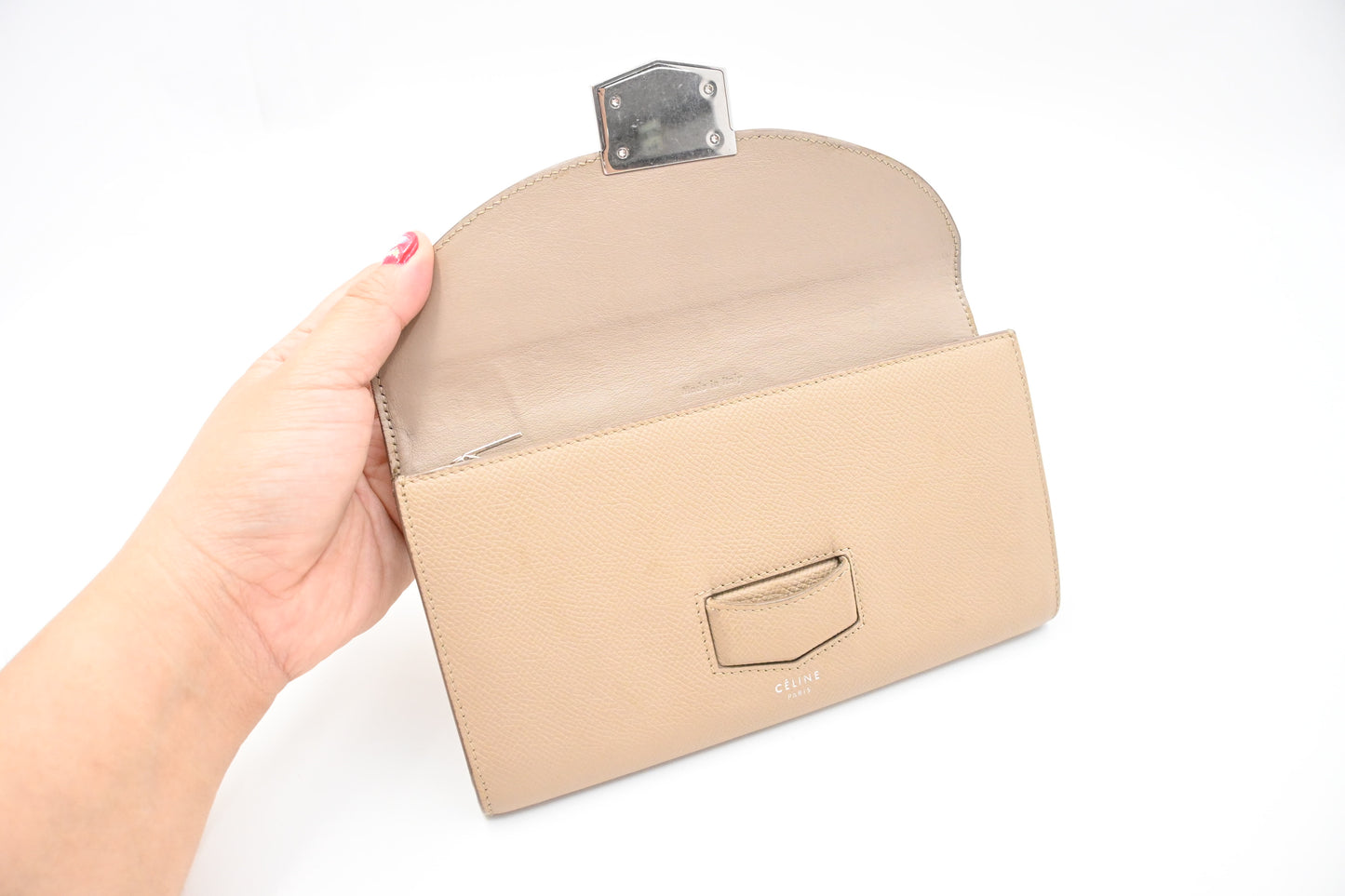 Celine Long Wallet in Beige Leather
