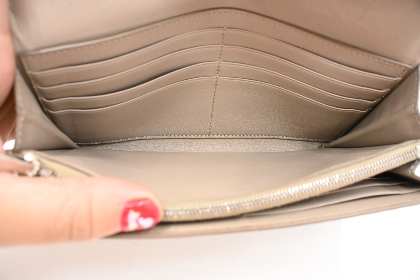 Celine Long Wallet in Beige Leather