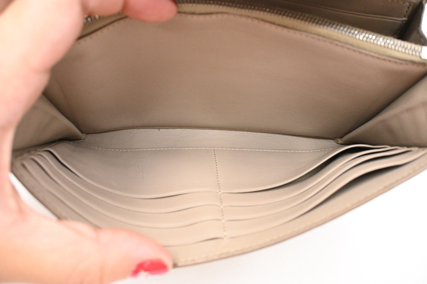 Celine Long Wallet in Beige Leather