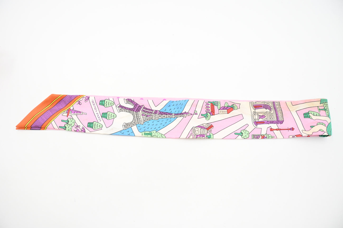 Hermes 'Les Nouveaux Amoureux de Paris' Twilly in Pink Silk