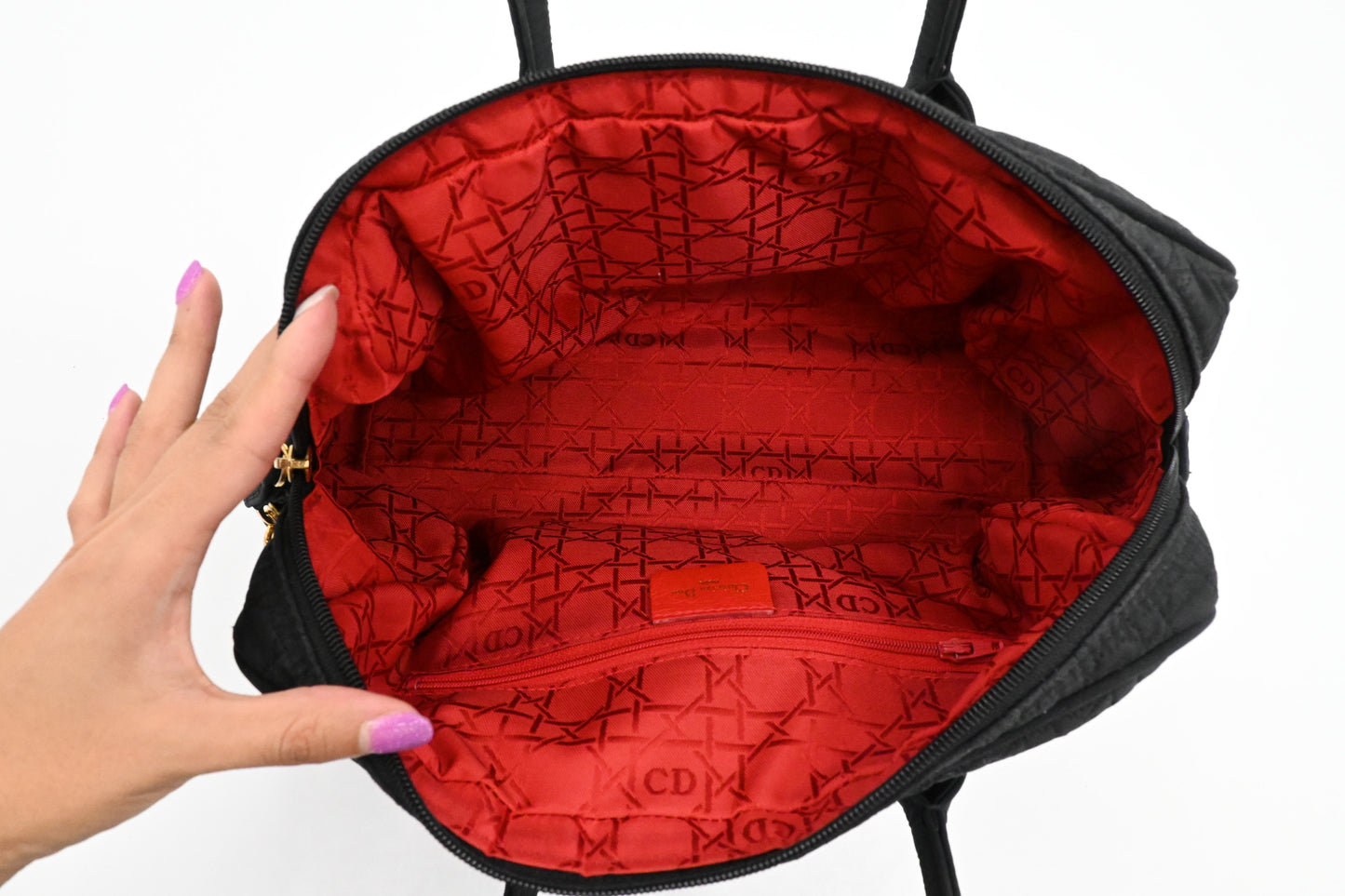 Dior Boston Bag in Black Cannage Nylon
