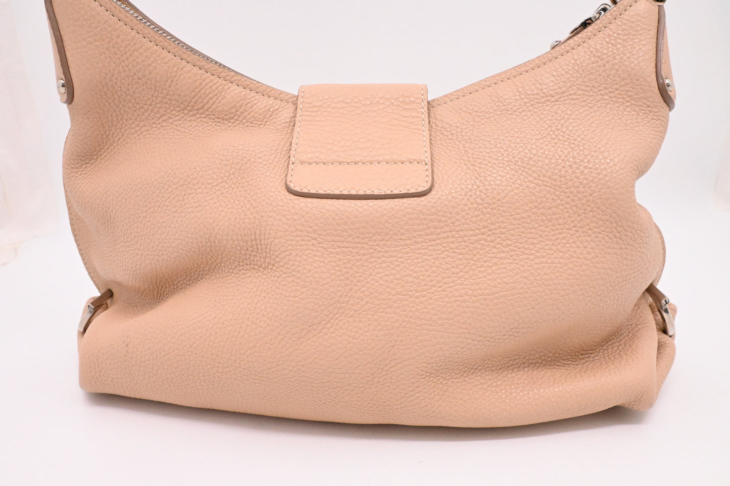 Ferragamo Gancini Hobo Shoulder Bag in Beige Leather