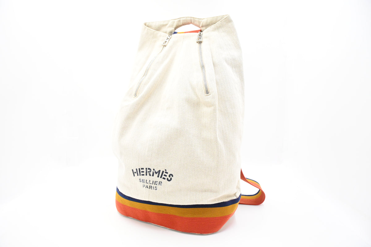 Hermes Cavalier Marine Bag in Beige Canvas