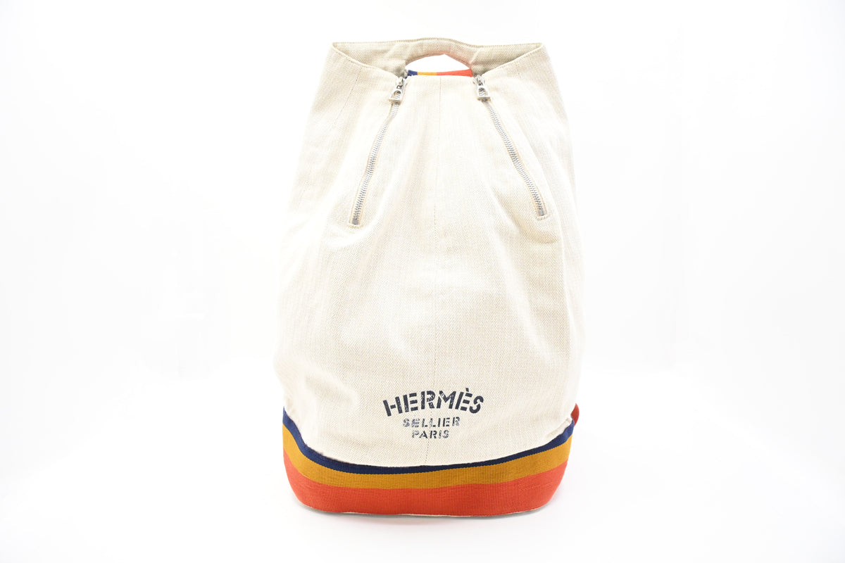 Hermes Cavalier Marine Bag in Beige Canvas