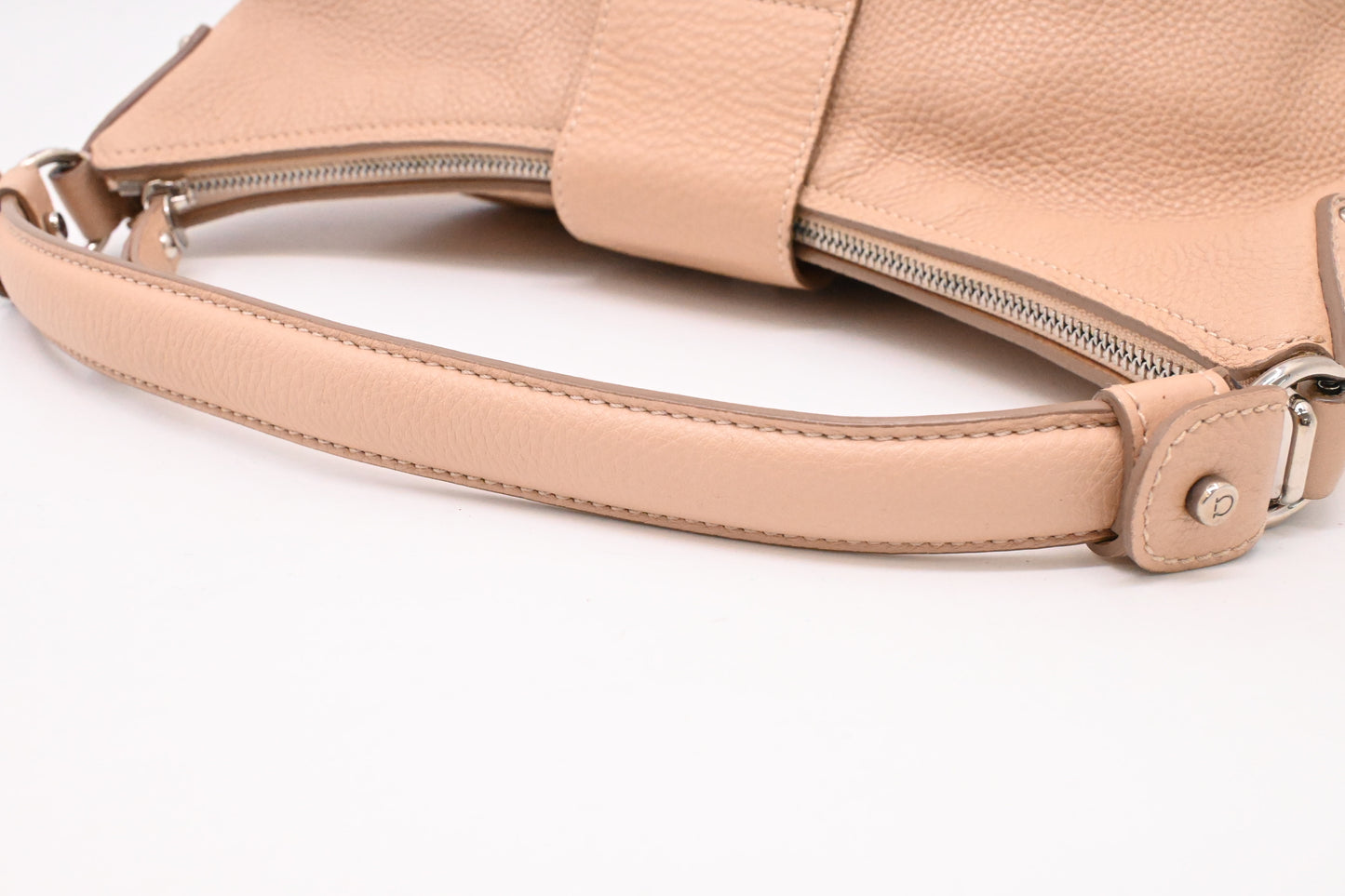 Ferragamo Gancini Hobo Shoulder Bag in Beige Leather