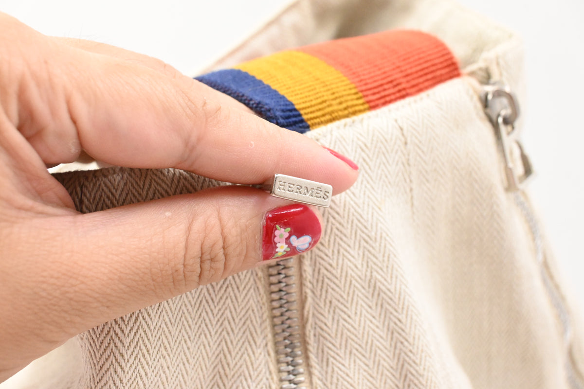 Hermes Cavalier Marine Bag in Beige Canvas