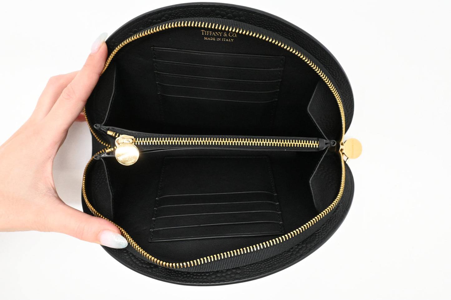 Tiffany & Co. Half Moon Wallet in Black Leather
