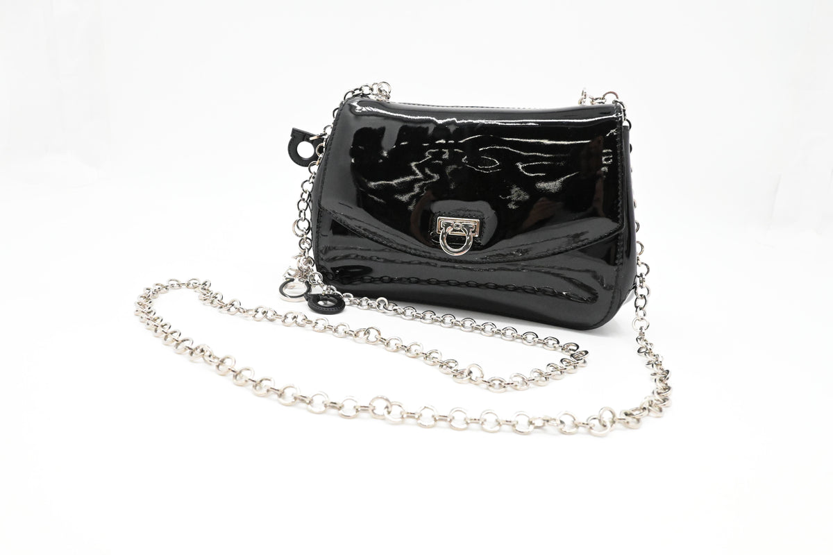 Ferragamo Crossbody Bag in Black Patent Leather