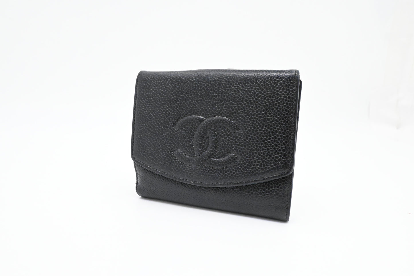 Chanel Compact Wallet in Black Caviar Leather