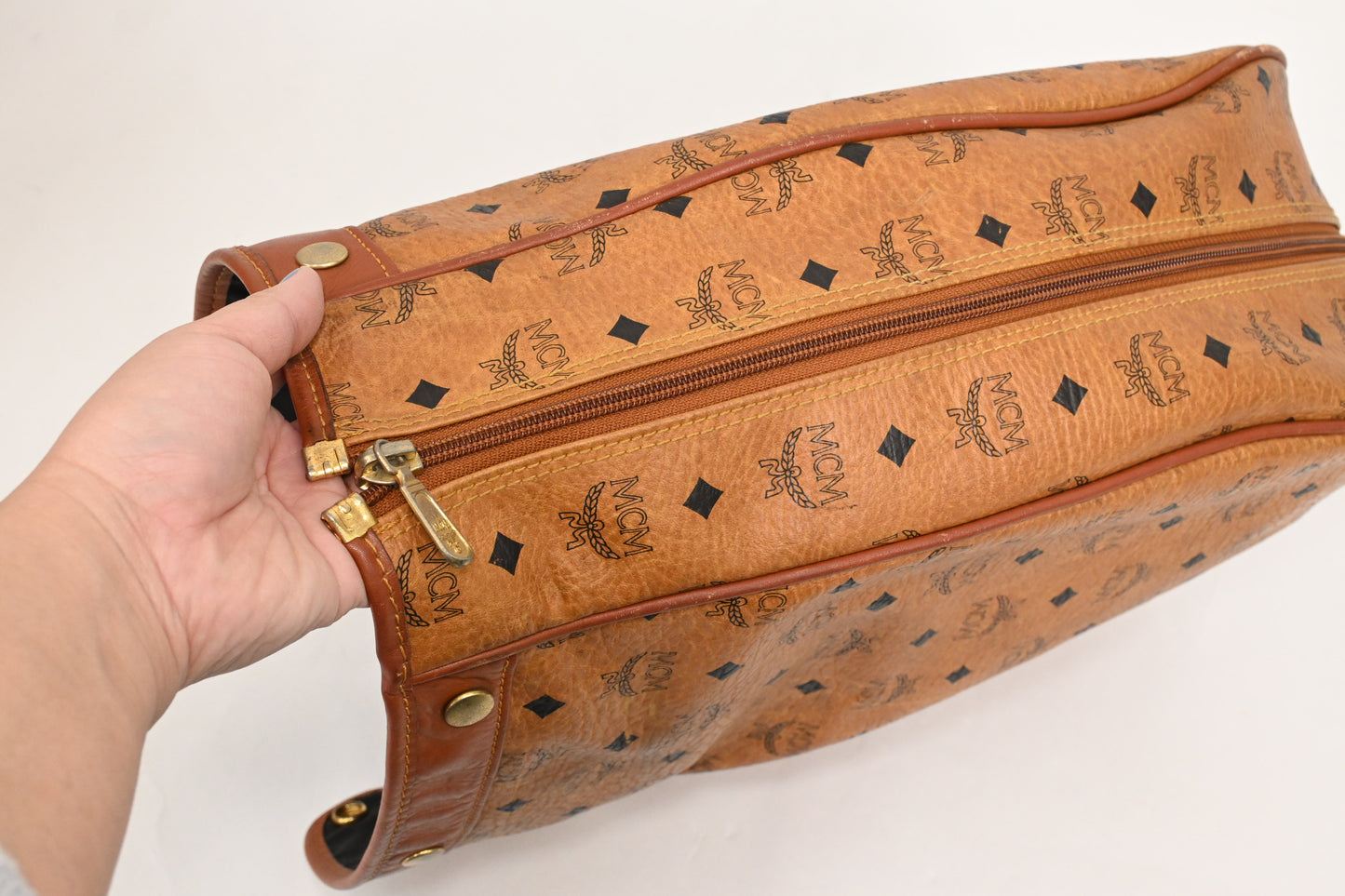 MCM Golf Bag in Cognac Visetos Canvas