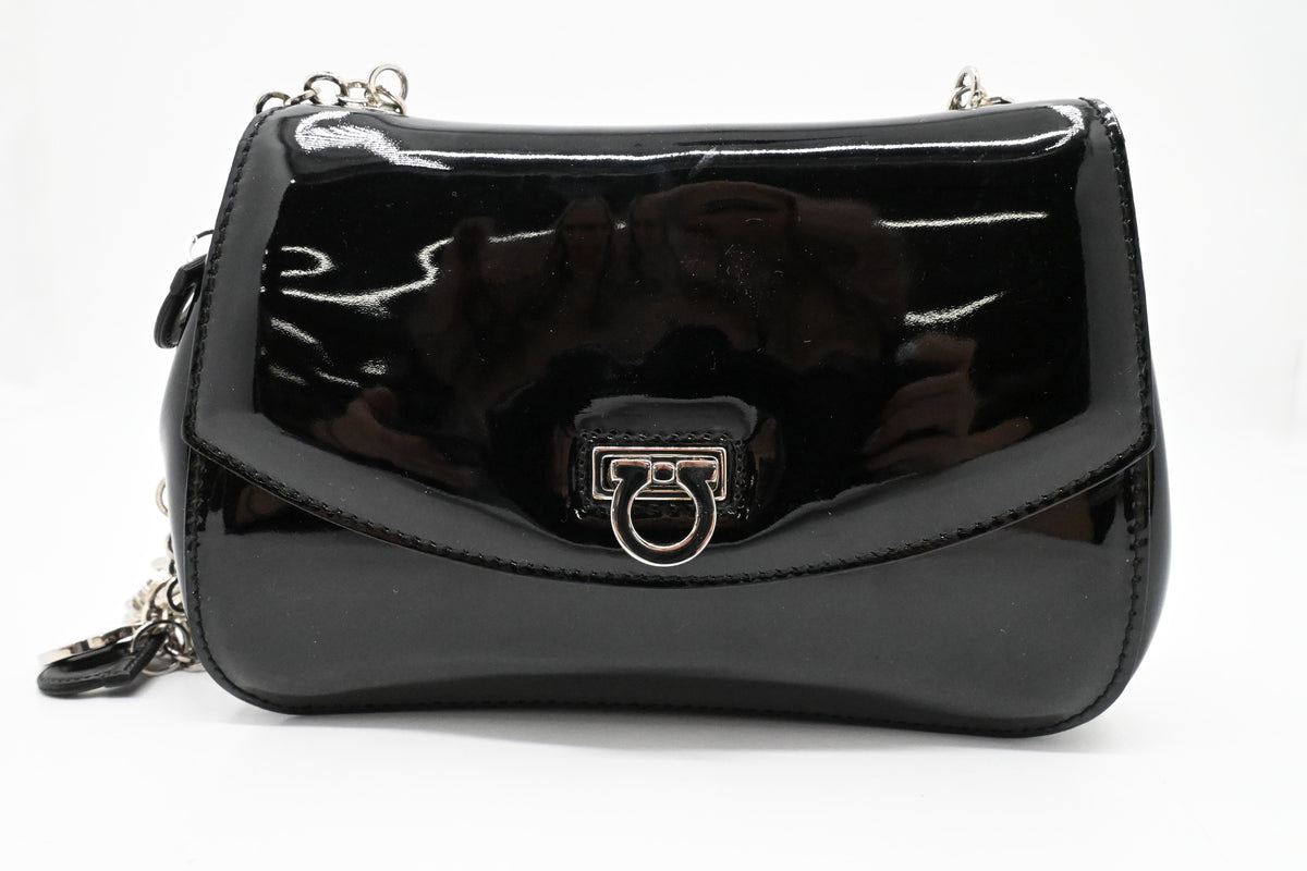 Ferragamo Crossbody Bag in Black Patent Leather