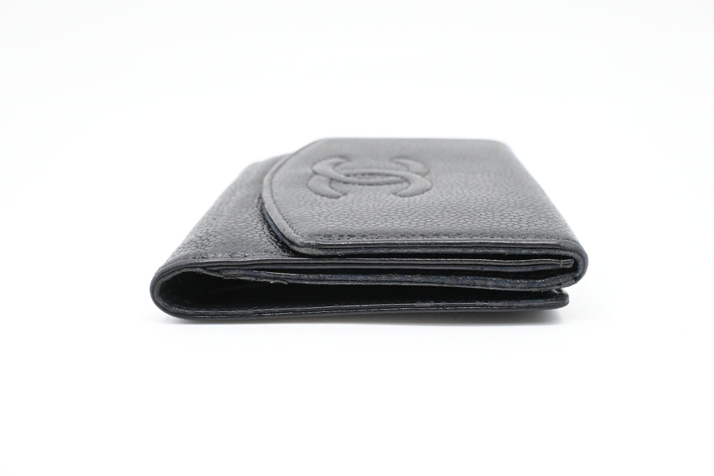 Chanel Compact Wallet in Black Caviar Leather