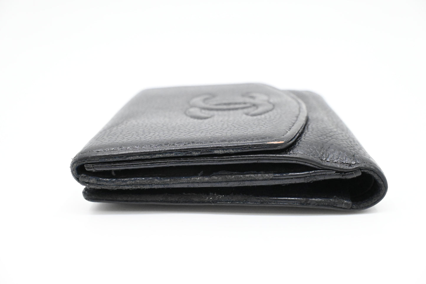 Chanel Compact Wallet in Black Caviar Leather