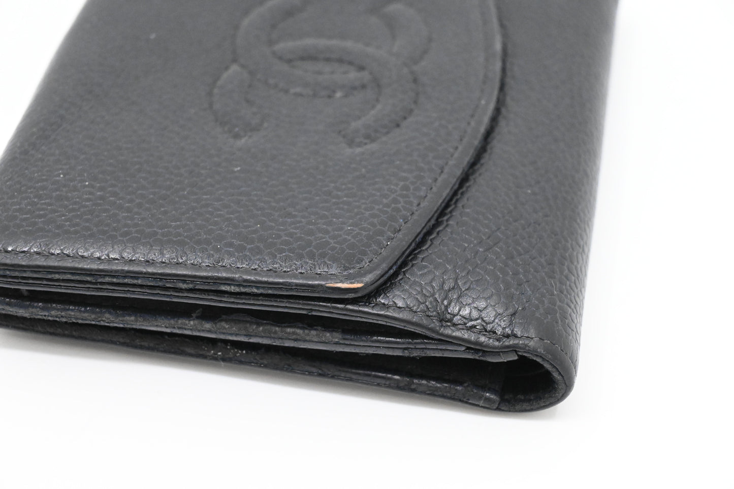Chanel Compact Wallet in Black Caviar Leather