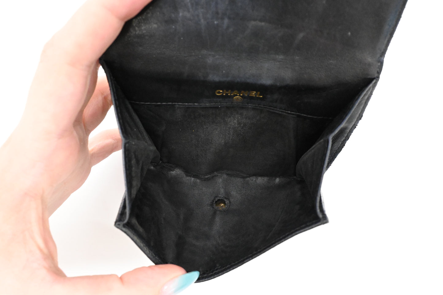 Chanel Compact Wallet in Black Caviar Leather