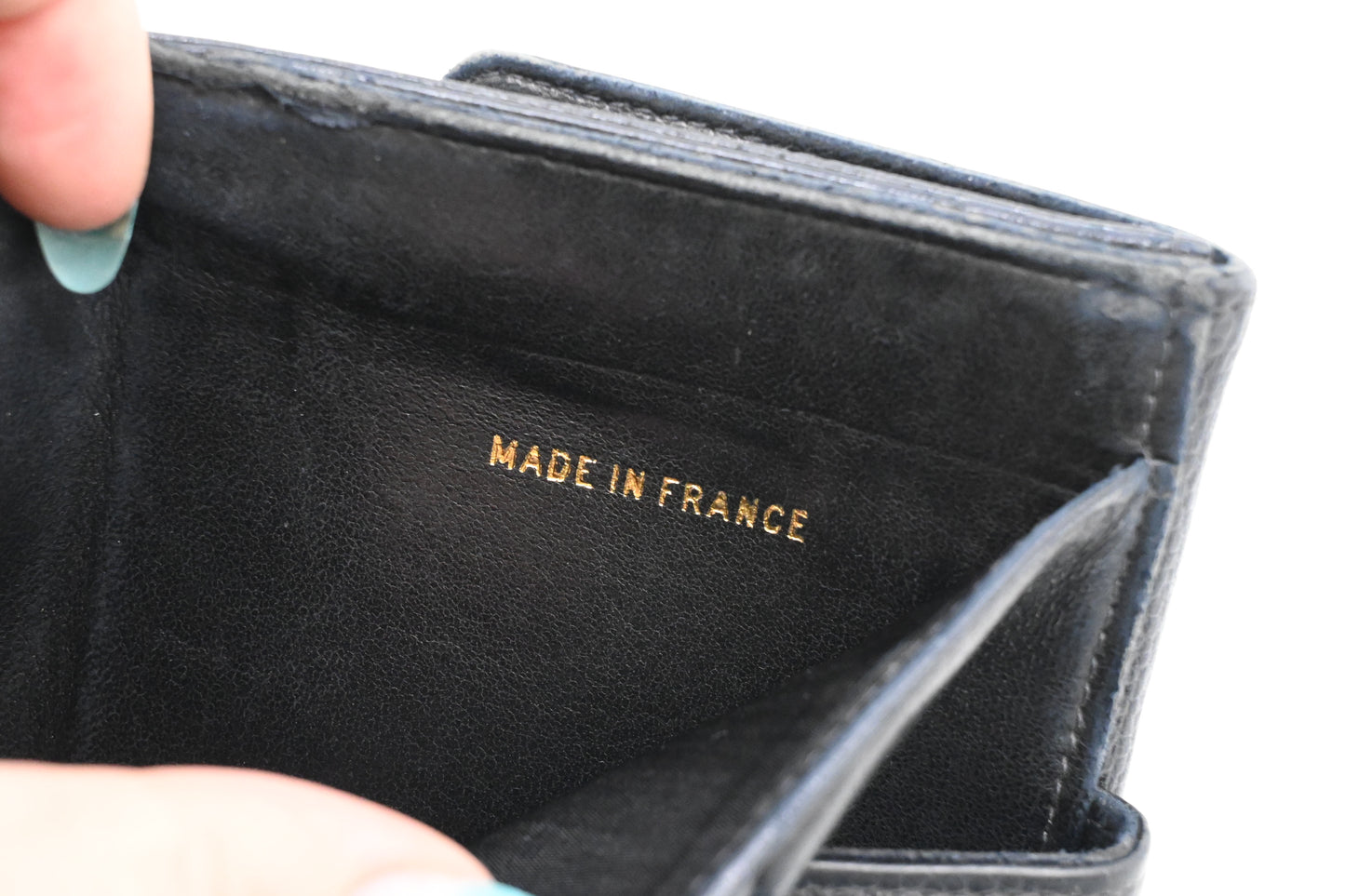 Chanel Compact Wallet in Black Caviar Leather