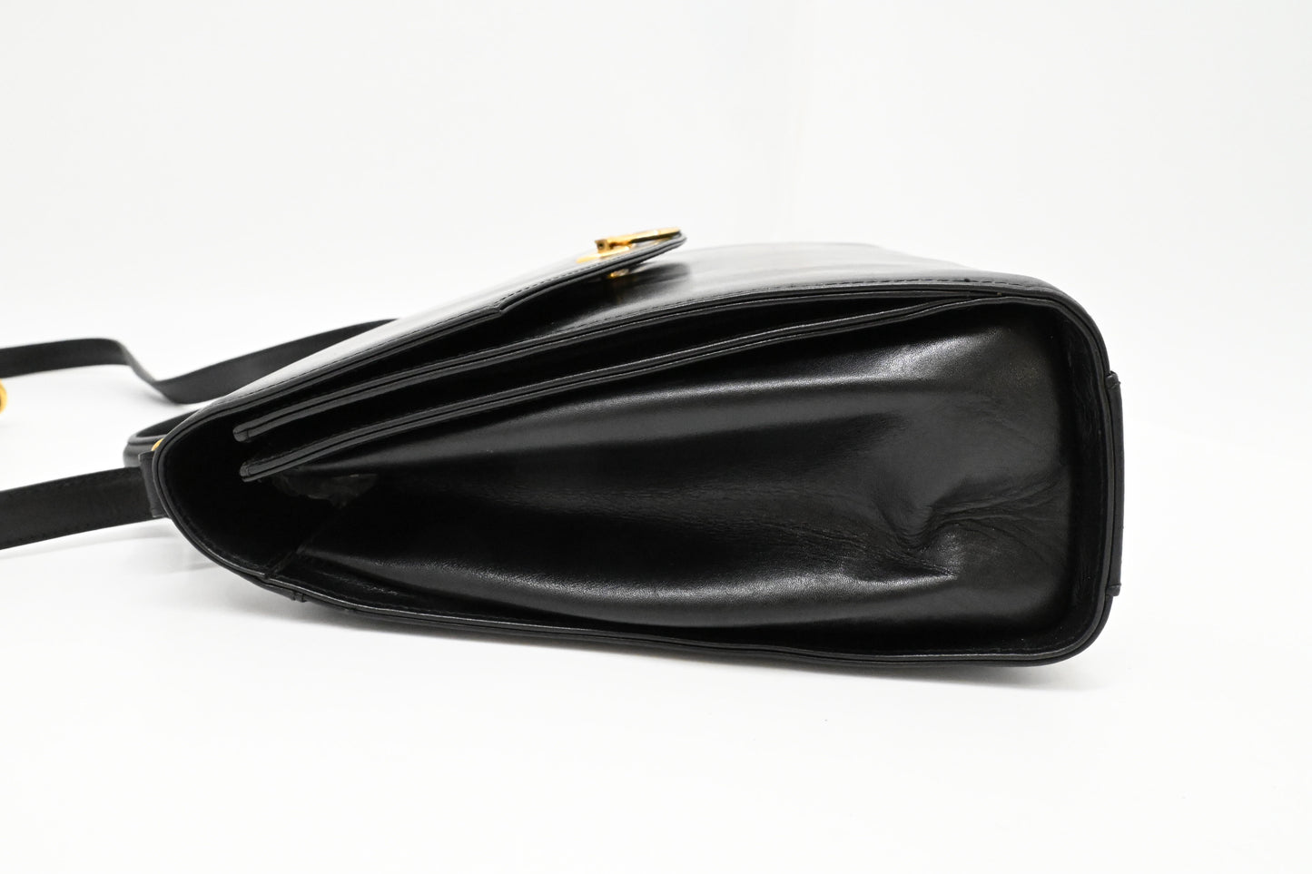 Ferragamo Gancini Two Way Bag in Black Leather