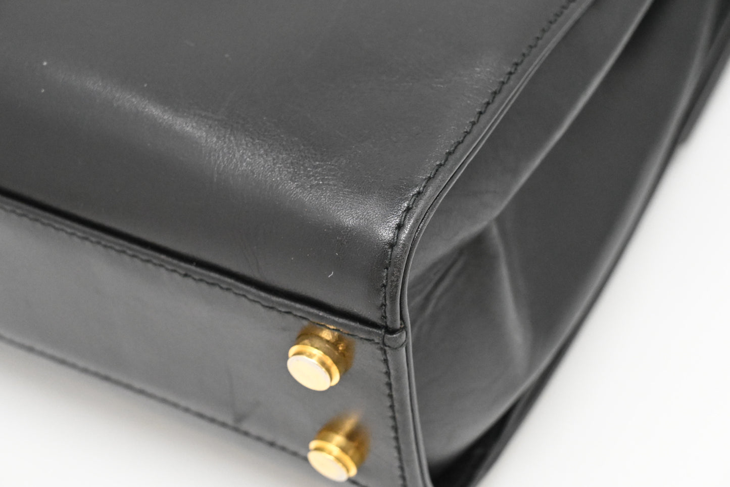 Ferragamo Gancini Two Way Bag in Black Leather