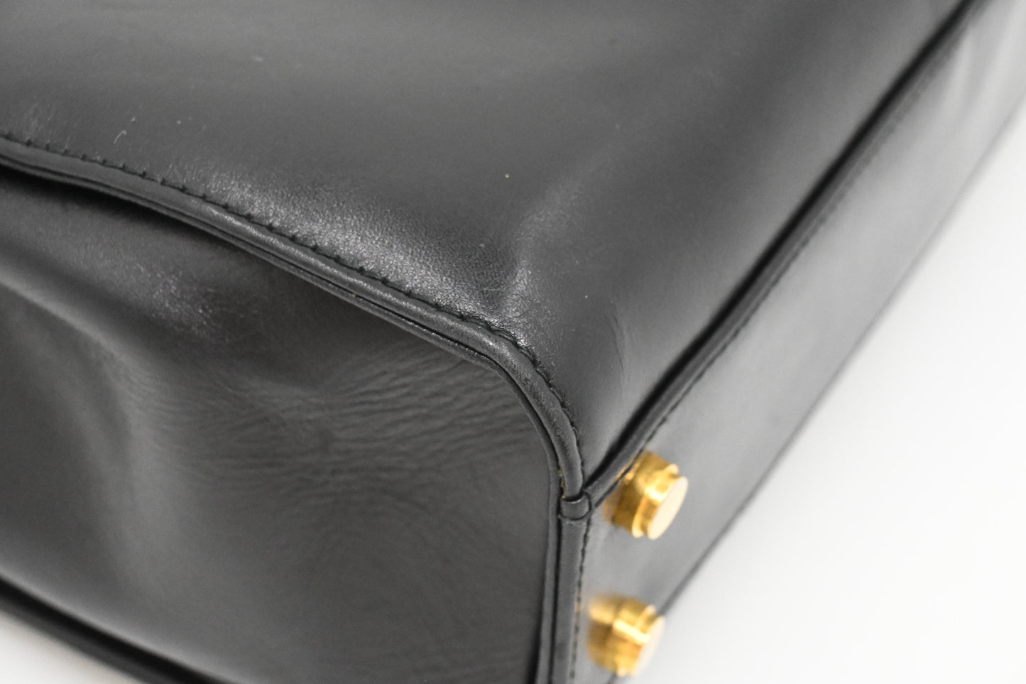 Ferragamo Gancini Two Way Bag in Black Leather