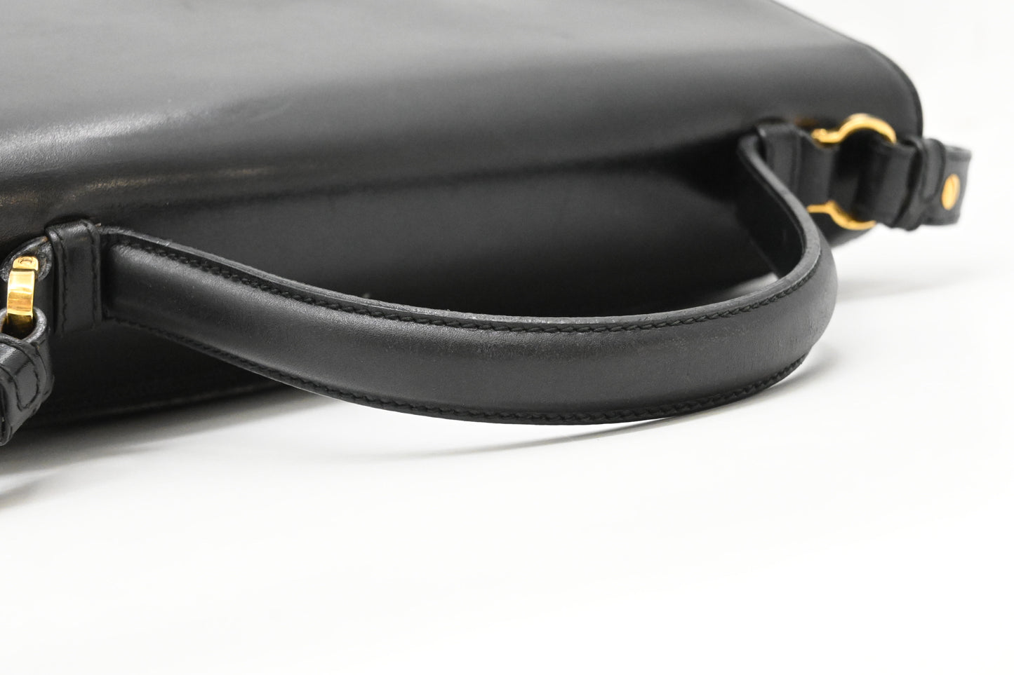 Ferragamo Gancini Two Way Bag in Black Leather
