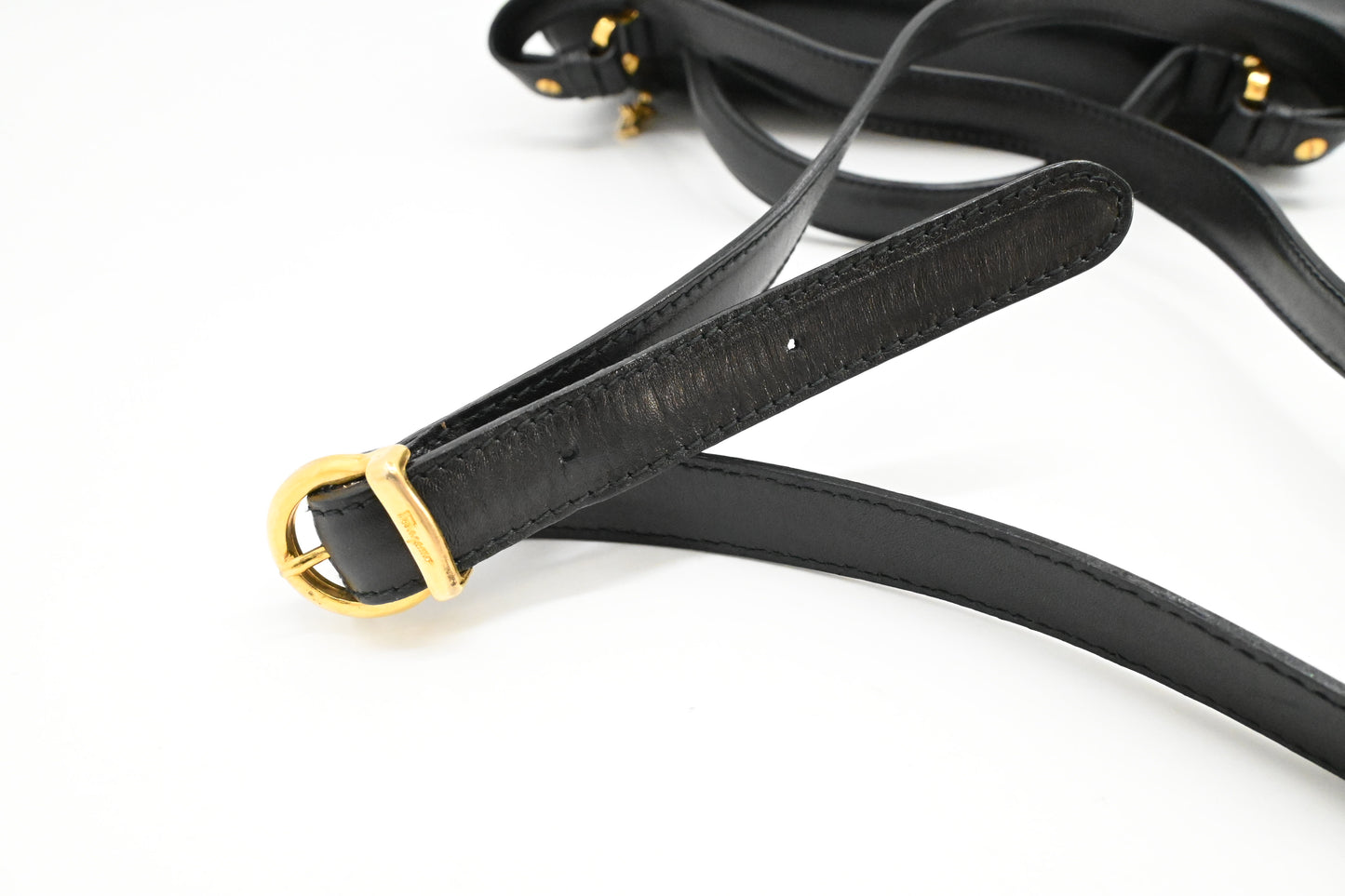 Ferragamo Gancini Two Way Bag in Black Leather