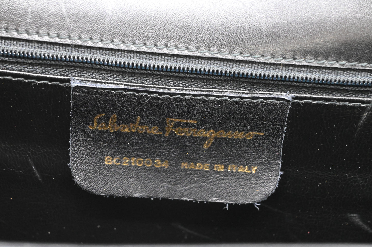 Ferragamo Gancini Two Way Bag in Black Leather