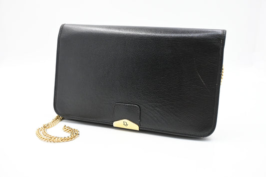 Dior Chain Shoulder Bag in Black Leather