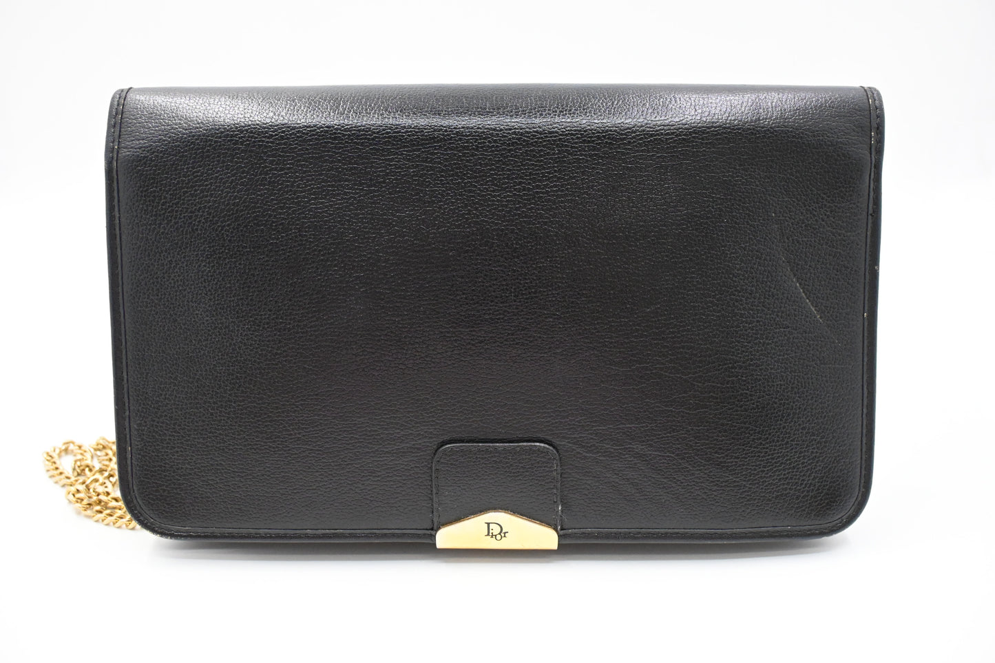 Dior Chain Shoulder Bag in Black Leather