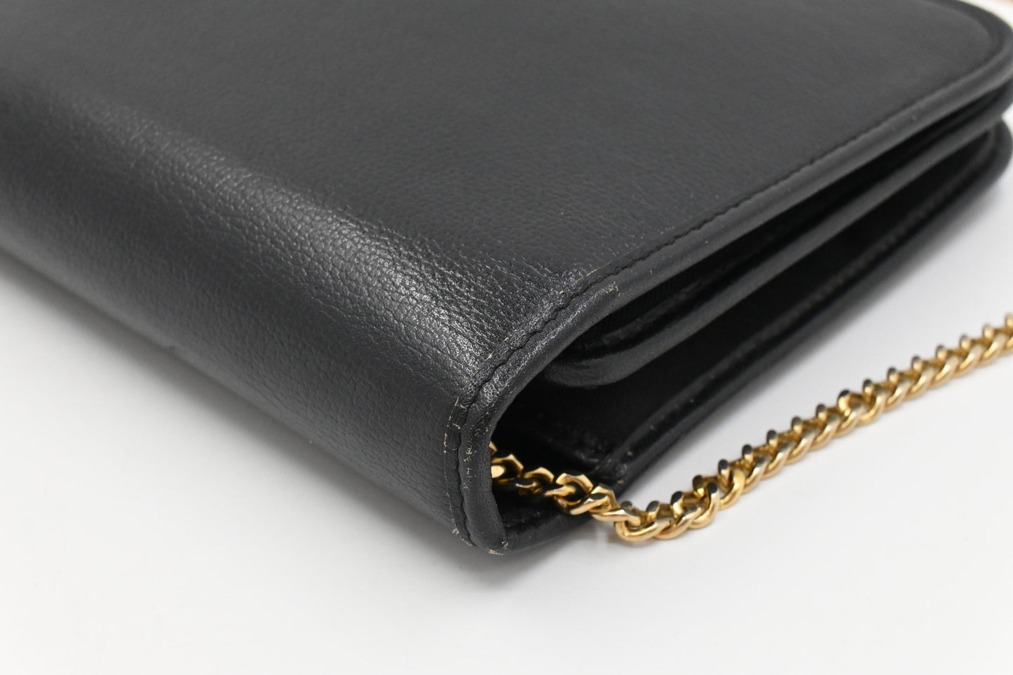 Dior Chain Shoulder Bag in Black Leather