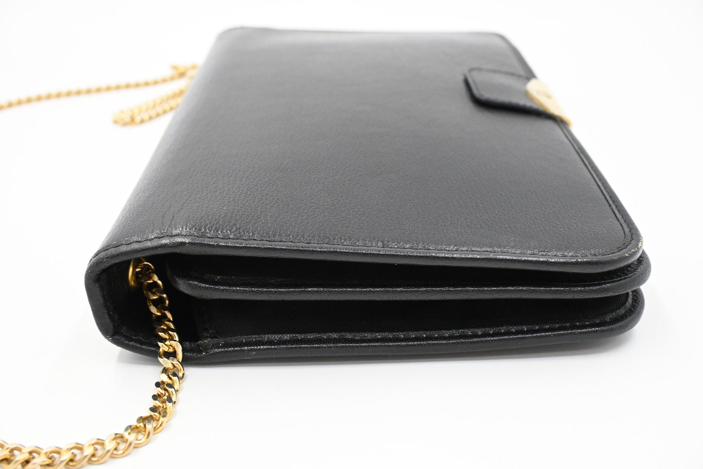 Dior Chain Shoulder Bag in Black Leather