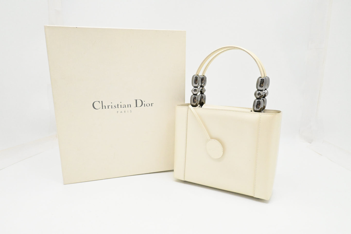 Dior Small Malice Handbag in Pearl White Patent Leather