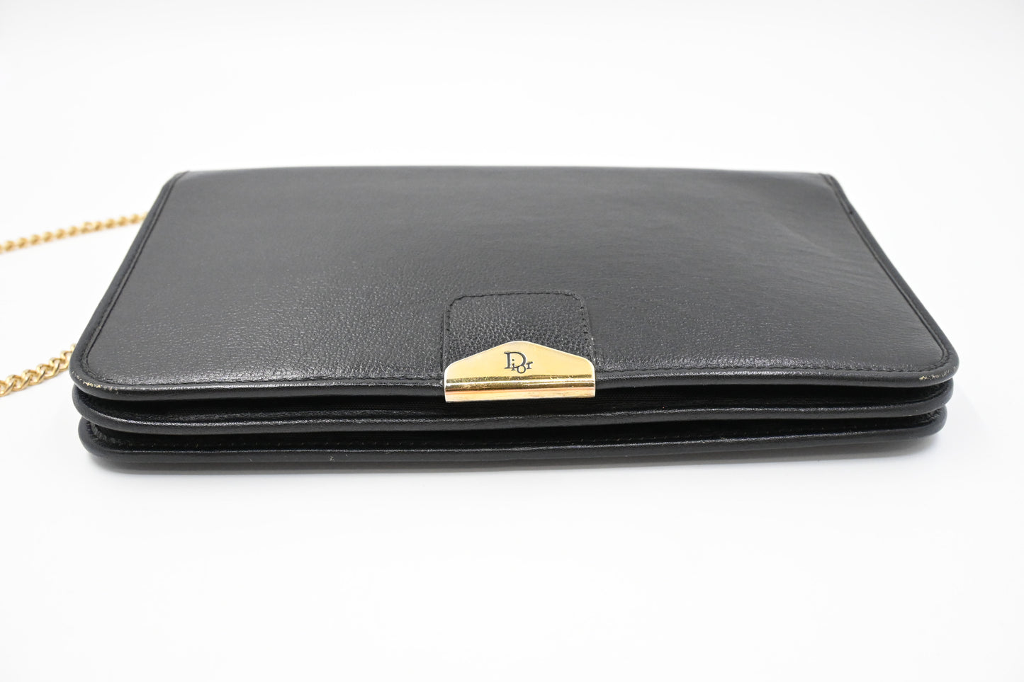 Dior Chain Shoulder Bag in Black Leather