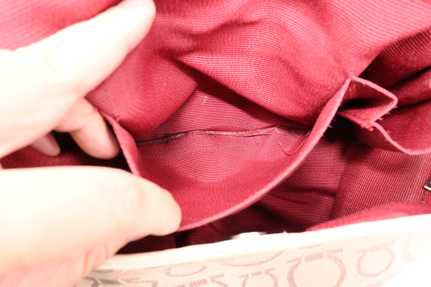 Ferragamo Shoulder Bag in Pink Gancini Canvas