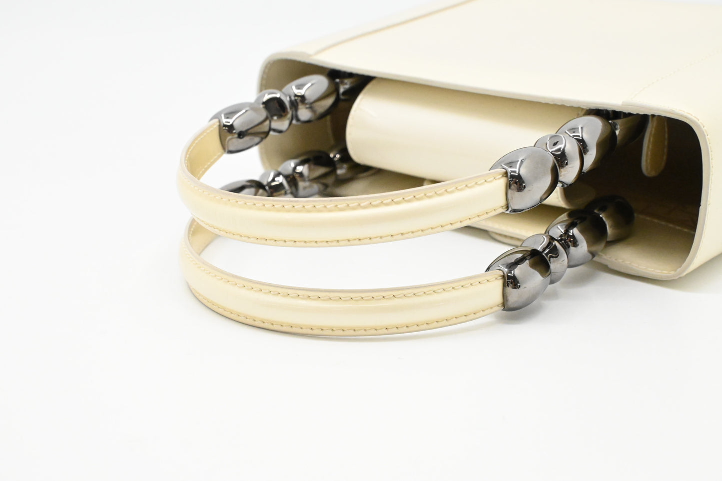 Dior Small Malice Handbag in Pearl White Patent Leather