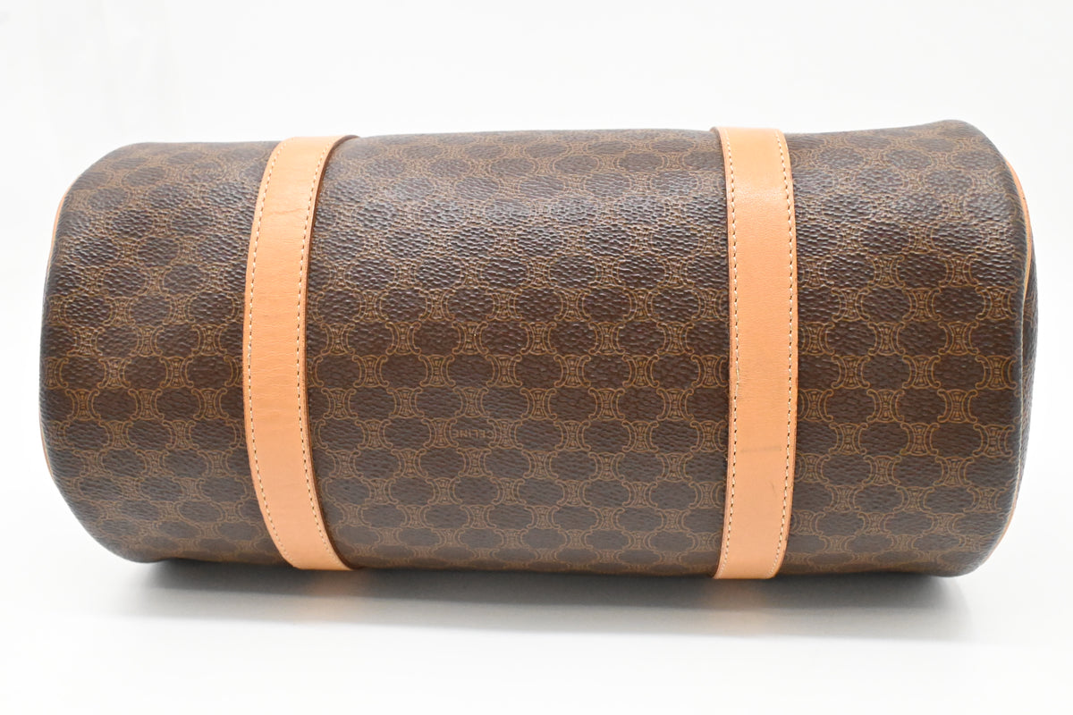 Celine Round Handbag in Brown Macadam Canvas