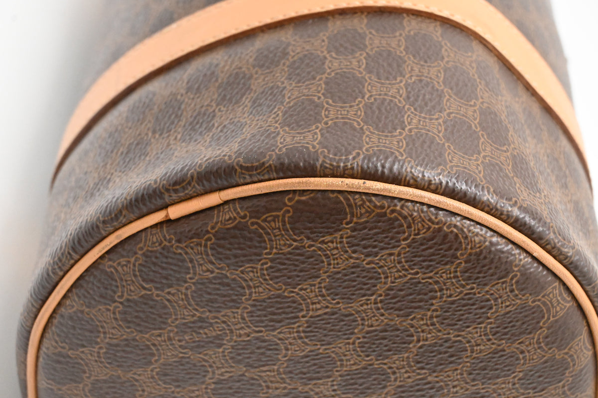 Celine Round Handbag in Brown Macadam Canvas
