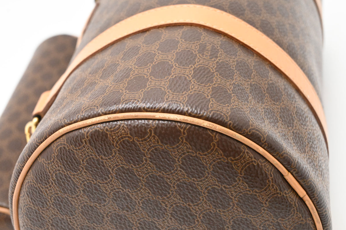 Celine Round Handbag in Brown Macadam Canvas