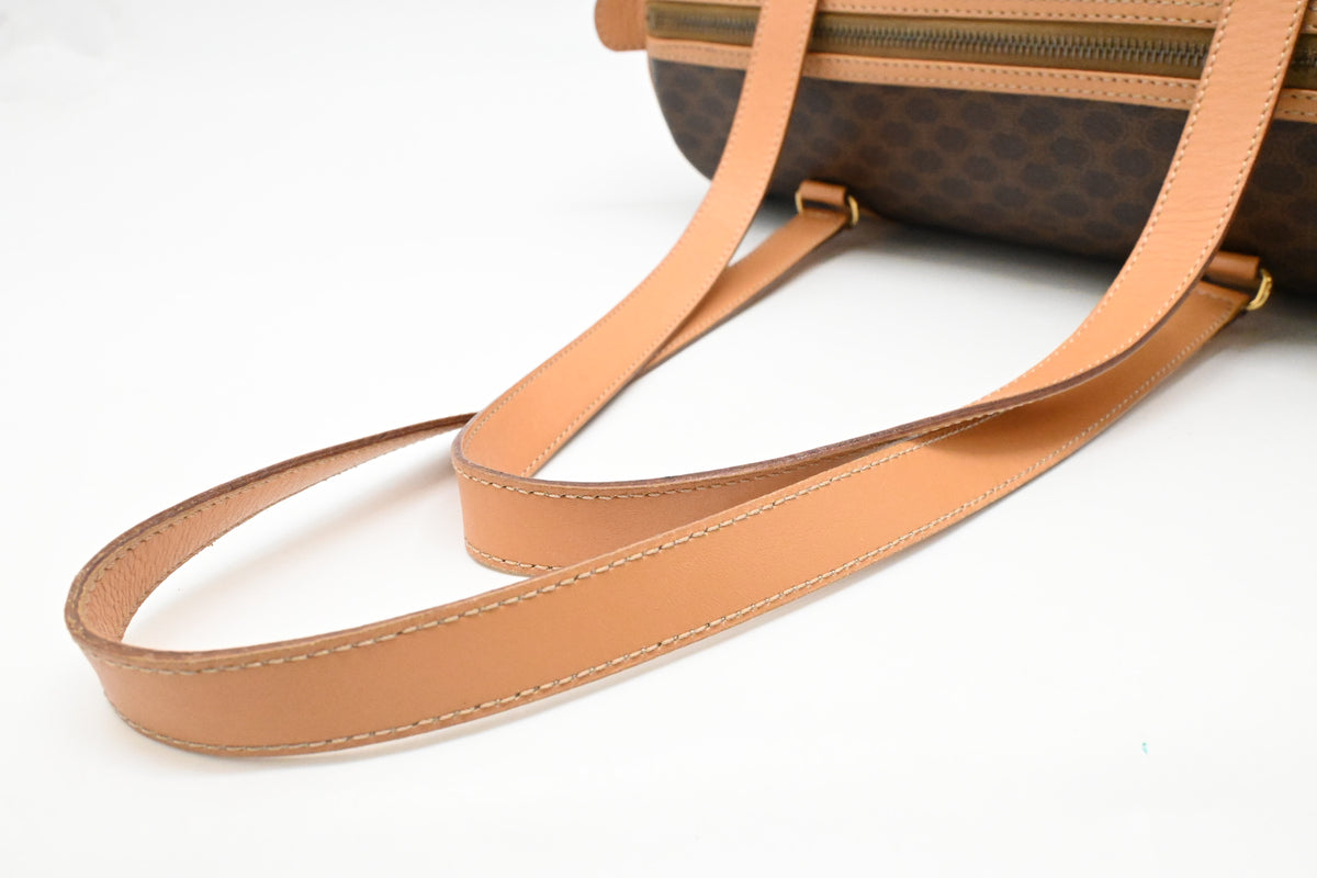 Celine Round Handbag in Brown Macadam Canvas