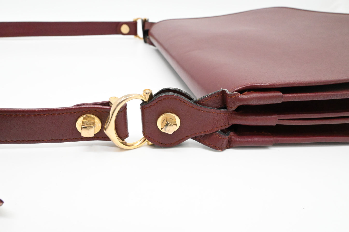 Cartier Messenger Bag in Burgundy Leather