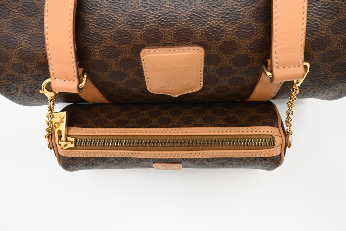 Celine Round Handbag in Brown Macadam Canvas