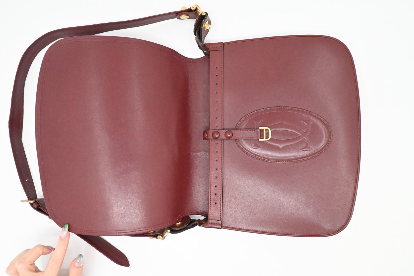 Cartier Messenger Bag in Burgundy Leather