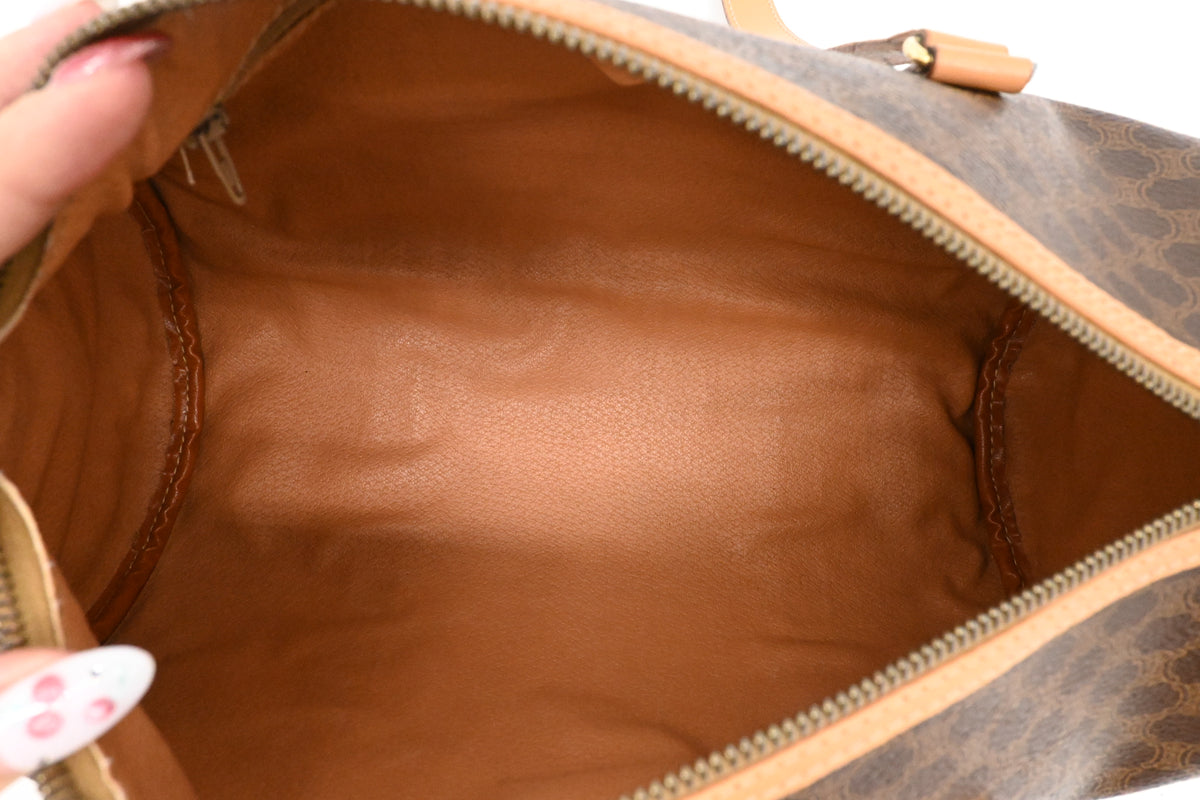 Celine Round Handbag in Brown Macadam Canvas