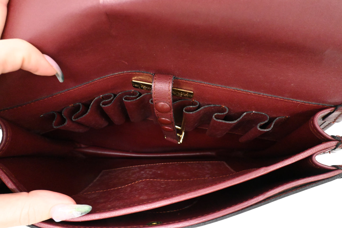 Cartier Messenger Bag in Burgundy Leather