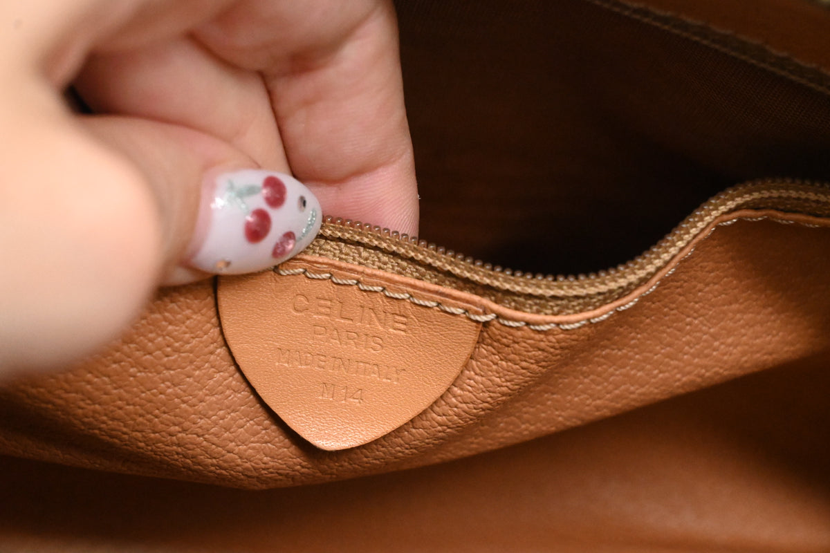 Celine Round Handbag in Brown Macadam Canvas