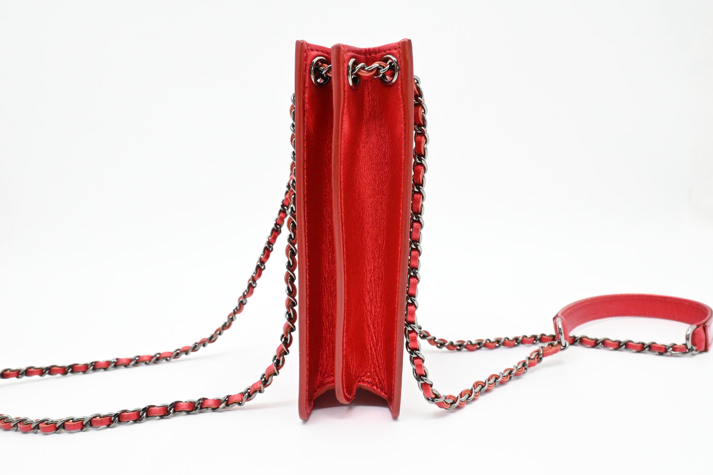 Chanel Chain Phone Bag in Red Patent Leather